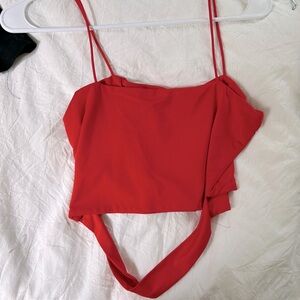 vibrant red crop top